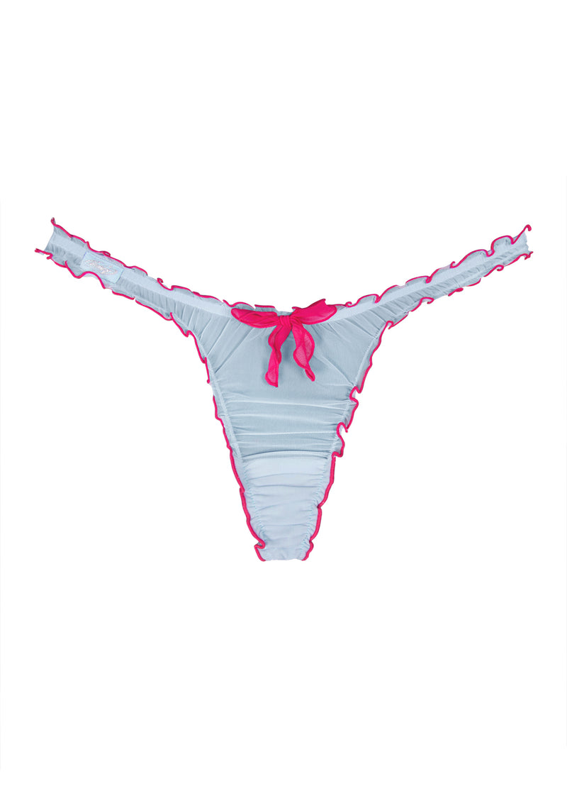 BFF SHEER MESH SCRUNCH THONG BABY BLUE