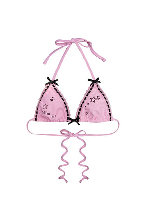 MALFUNCTION RIBBON BIKINI TOP BABY PINK