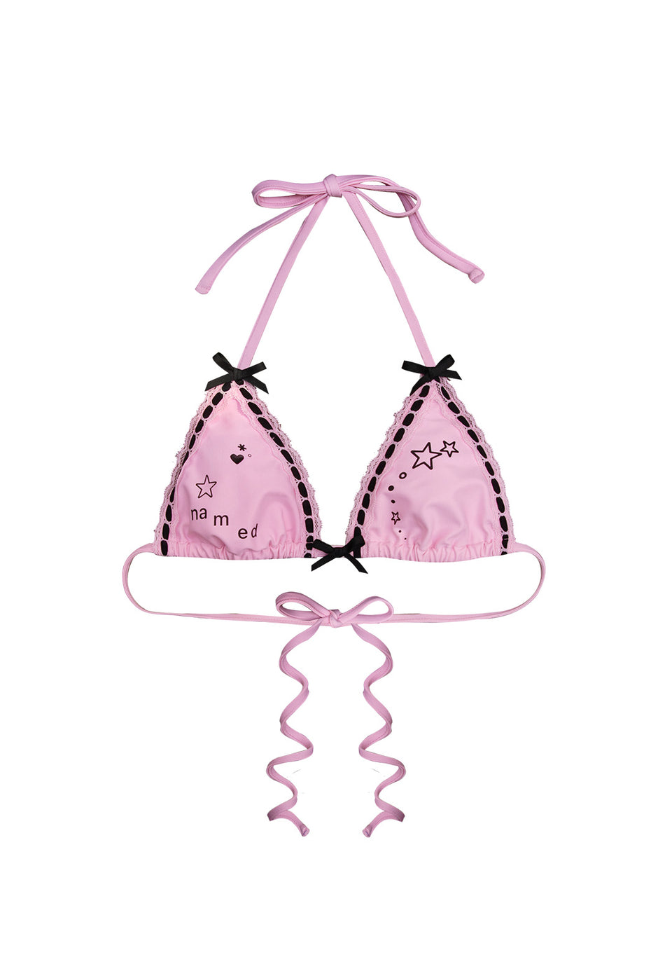 MALFUNCTION RIBBON BIKINI TOP BABY PINK