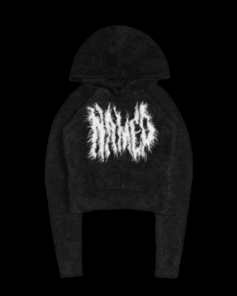 BITTERSWEET FLUFFY KNIT HOODIE BLACK