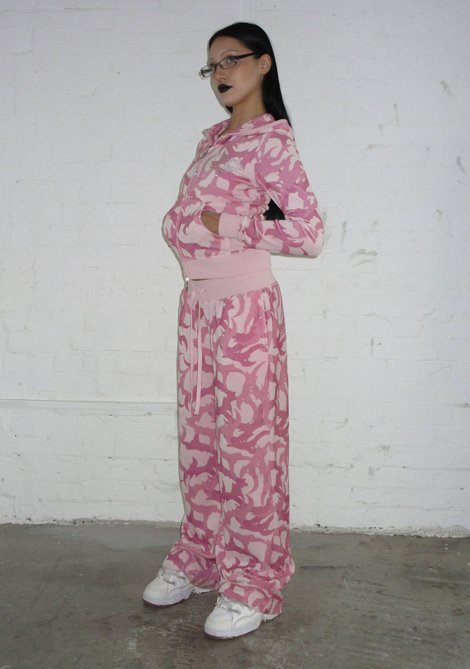 BLADE CAMO VELOUR ZIP HOODIE PINK