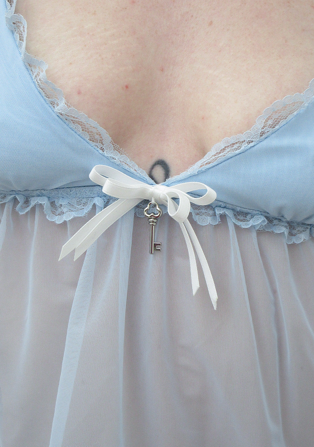 BLESSED SHEER MESH CAMI TOP BABY BLUE