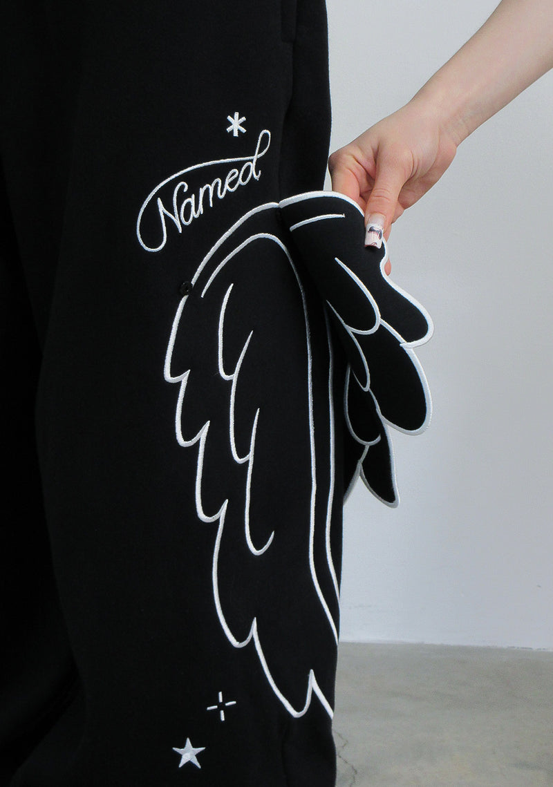 STITCH WINGS OVERSIZED SWEATPANTS BLACK (DETACHABLE WINGS)