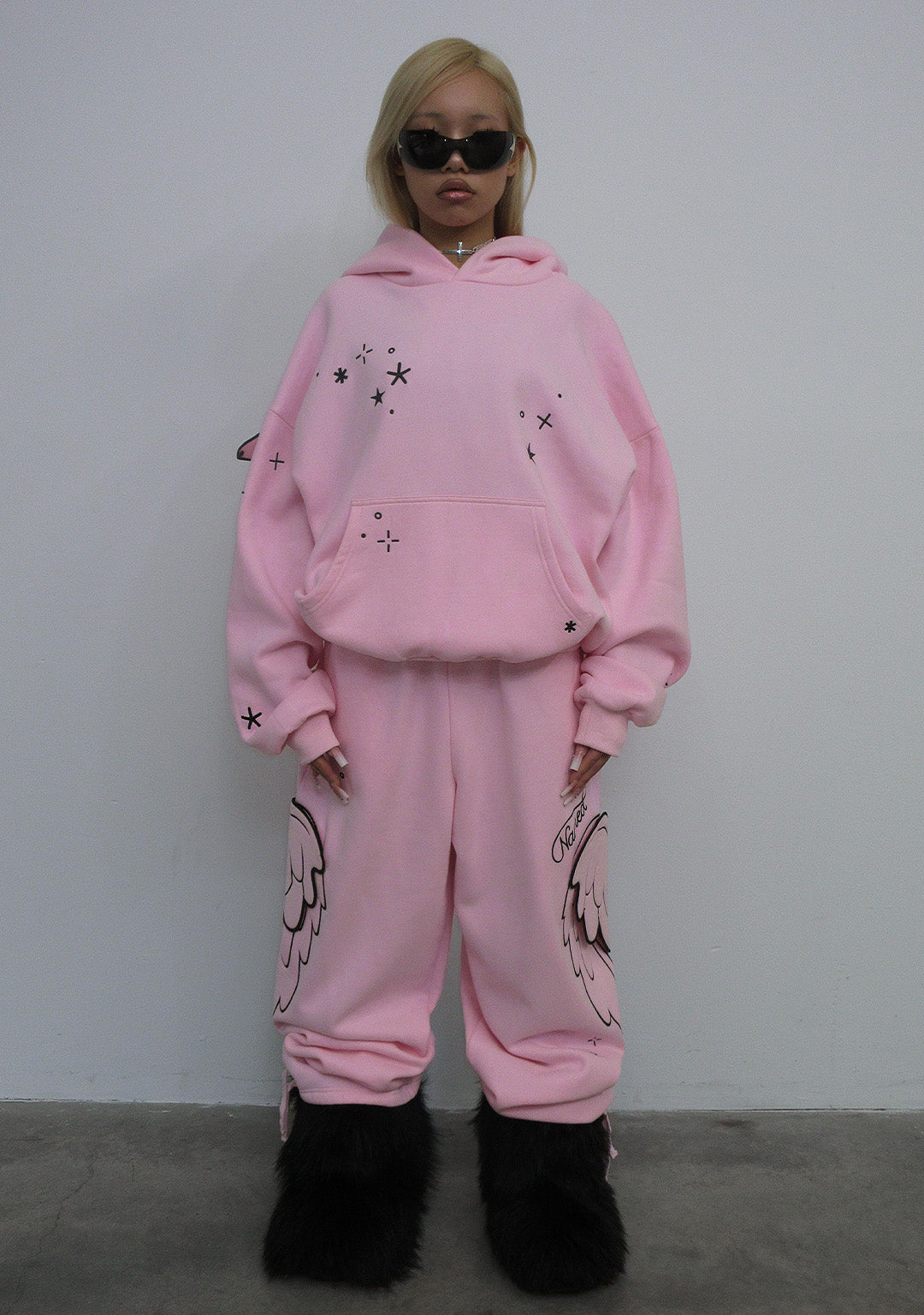 STITCH WINGS PULLOVER HOODIE BABY PINK (DETACHABLE WINGS)