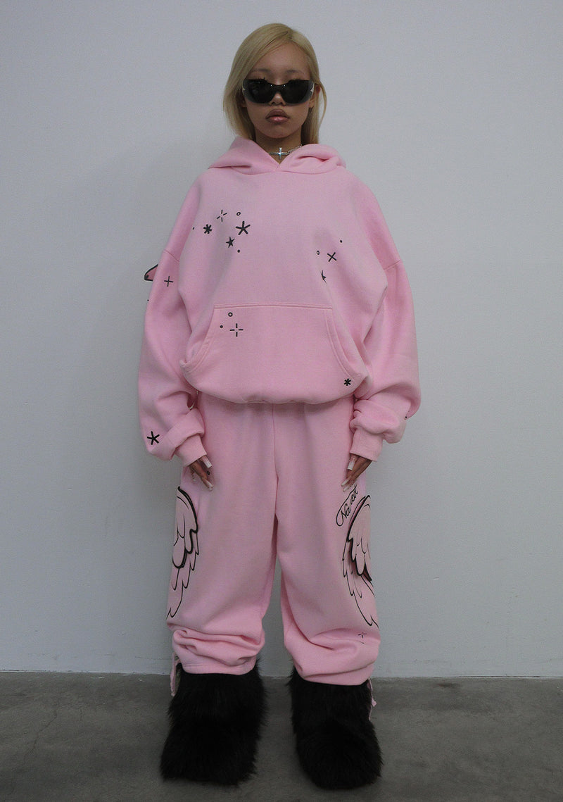 STITCH WINGS PULLOVER HOODIE BABY PINK (DETACHABLE WINGS)