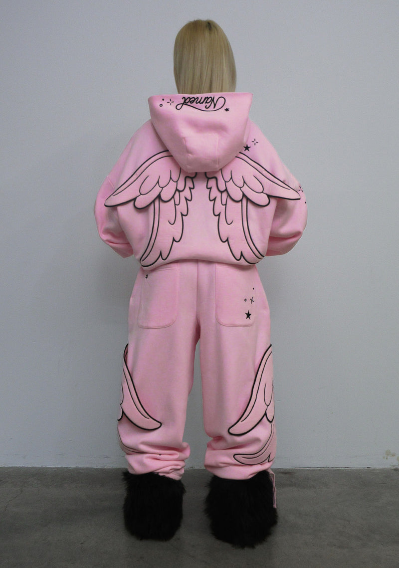 STITCH WINGS PULLOVER HOODIE BABY PINK (DETACHABLE WINGS)