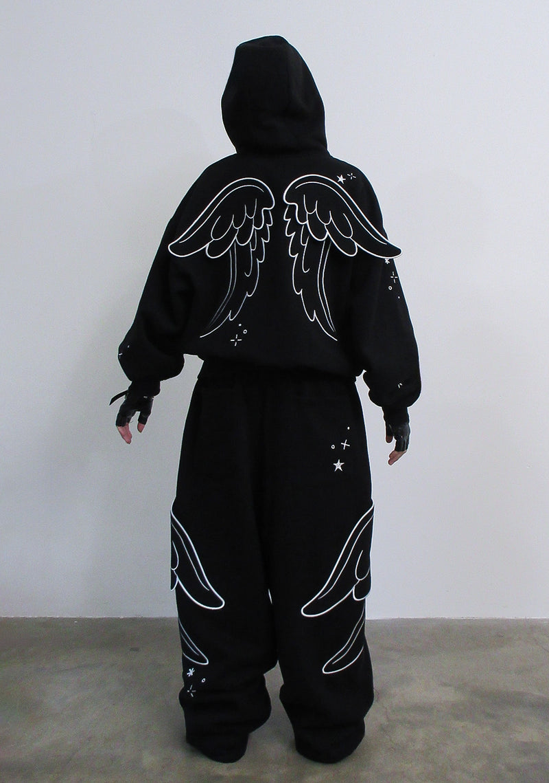 STITCH WINGS OVERSIZED SWEATPANTS BLACK (DETACHABLE WINGS)