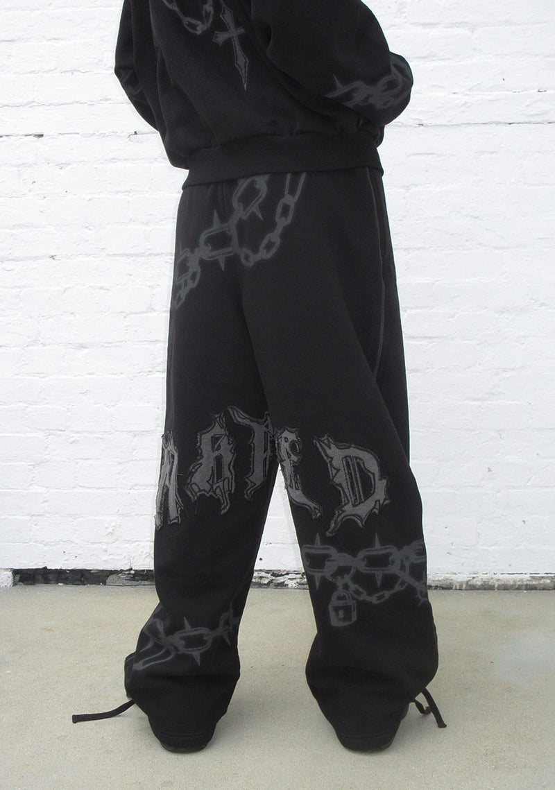 CHAINS OVERSIZED SWEATPANTS BLACK
