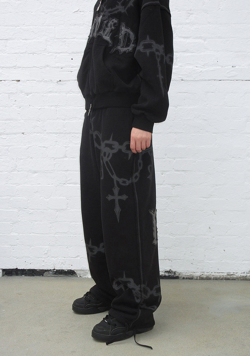 CHAINS OVERSIZED SWEATPANTS BLACK