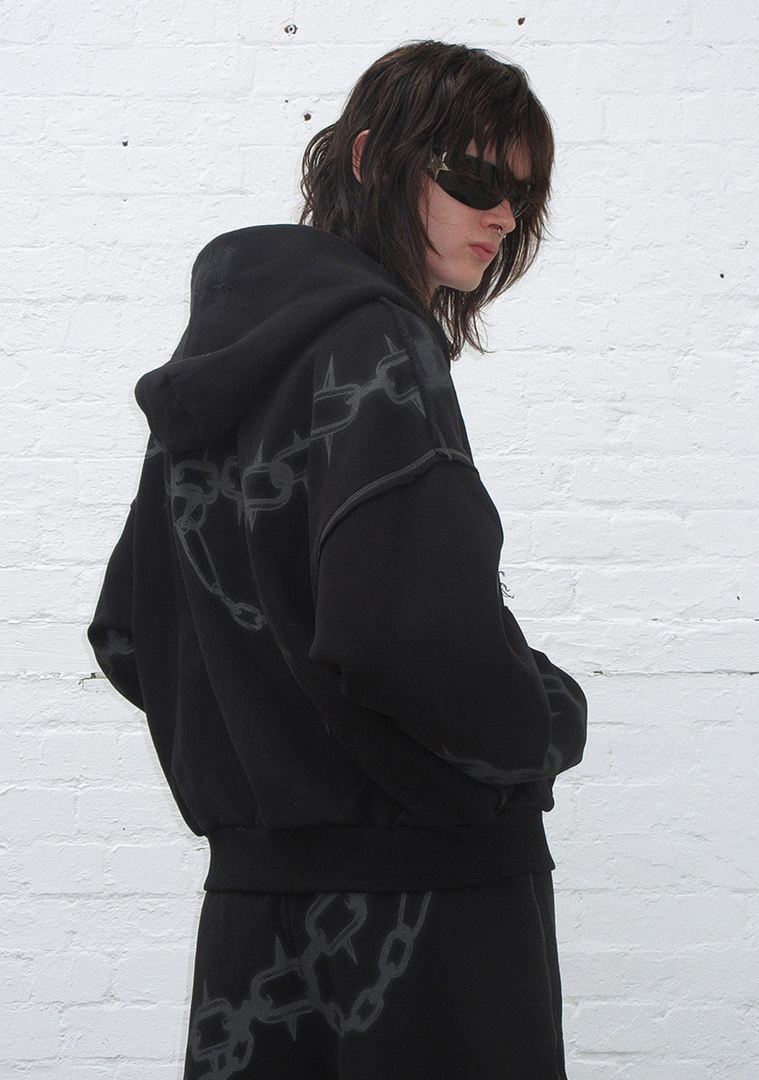 CHAINS ZIP HOODIE BLACK