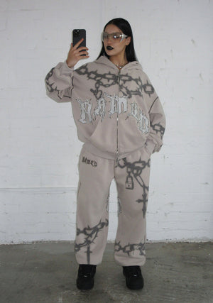 CHAINS ZIP HOODIE BONE
