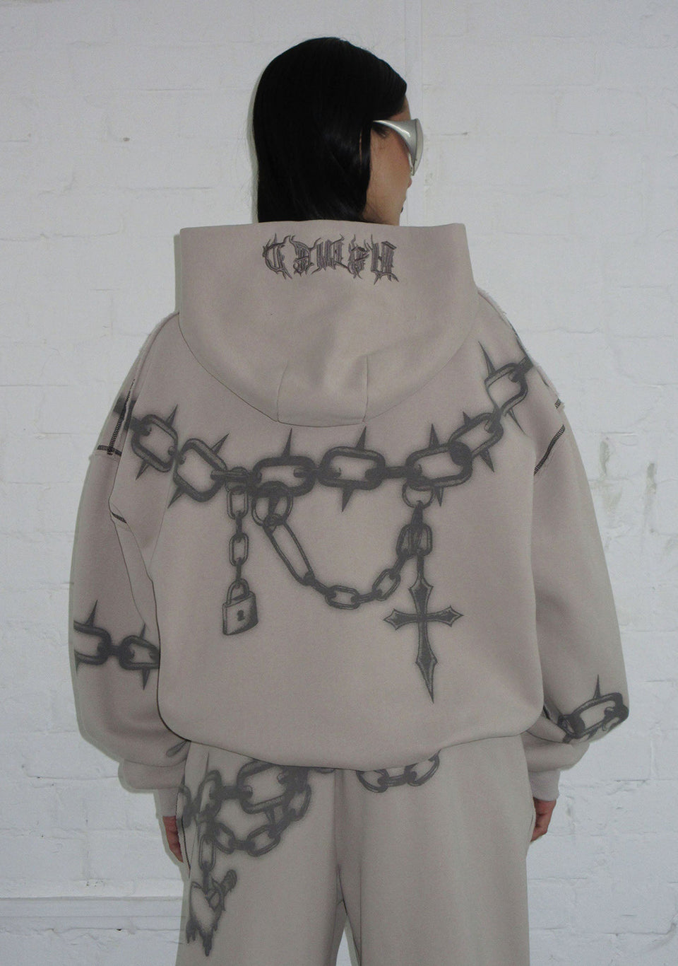 CHAINS ZIP HOODIE BONE
