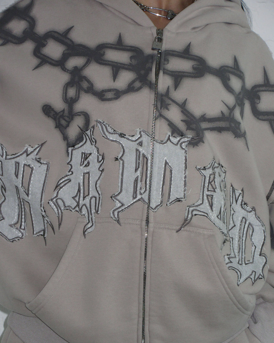 CHAINS ZIP HOODIE BONE