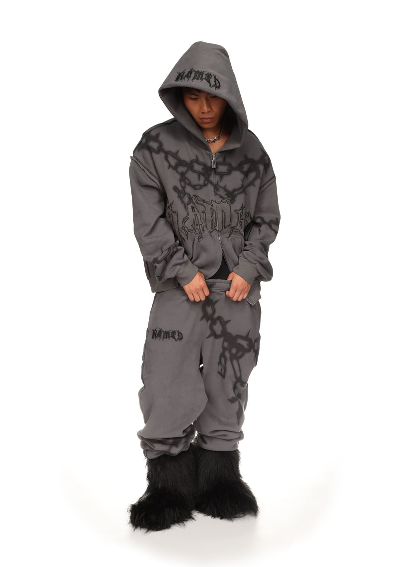 CHAINS ZIP HOODIE CAST IRON