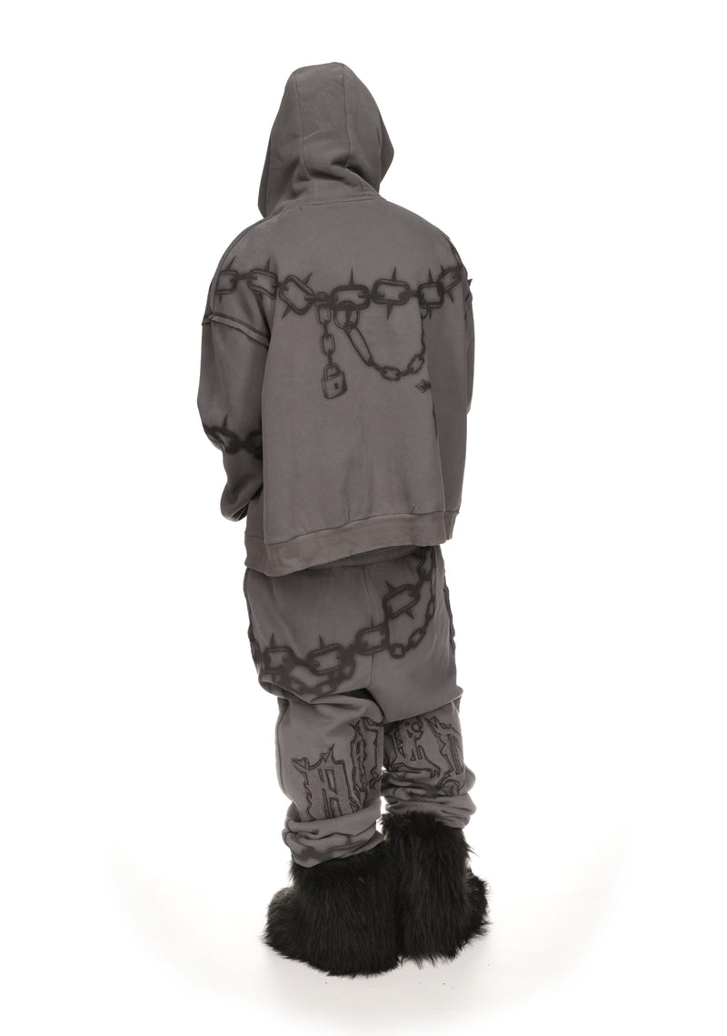 CHAINS ZIP HOODIE CAST IRON