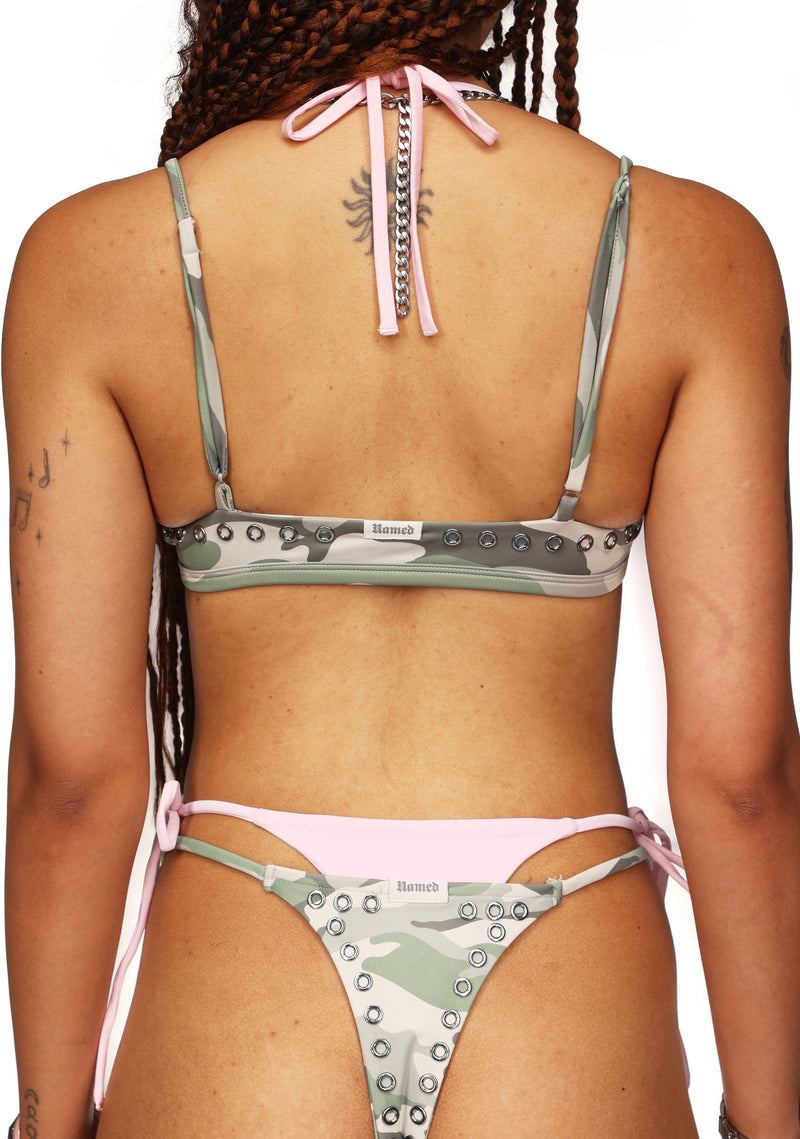 COLLIDE DOUBLE LAYER THONG BIKINI BOTTOMS CAMO