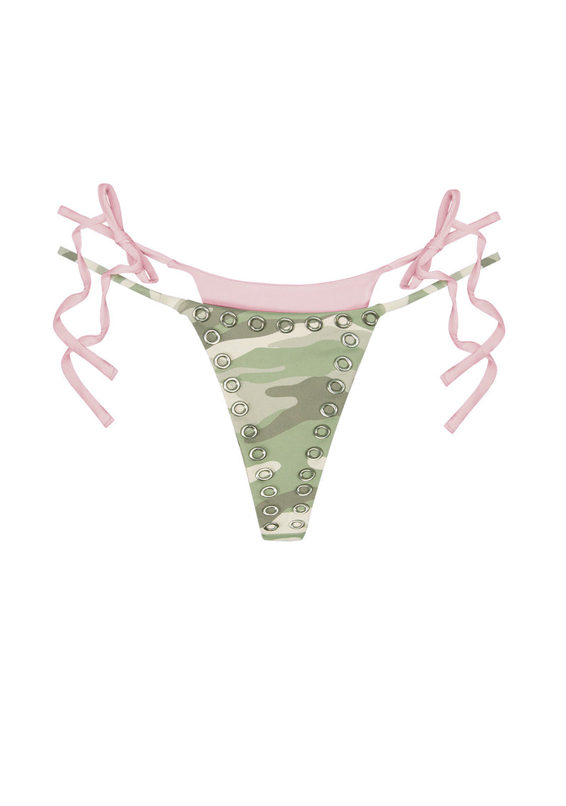 COLLIDE DOUBLE LAYER THONG BIKINI BOTTOMS CAMO
