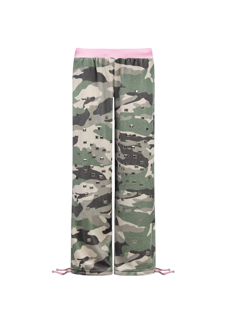 COLLIDE STUDDED VELOUR SWEATPANTS CAMO