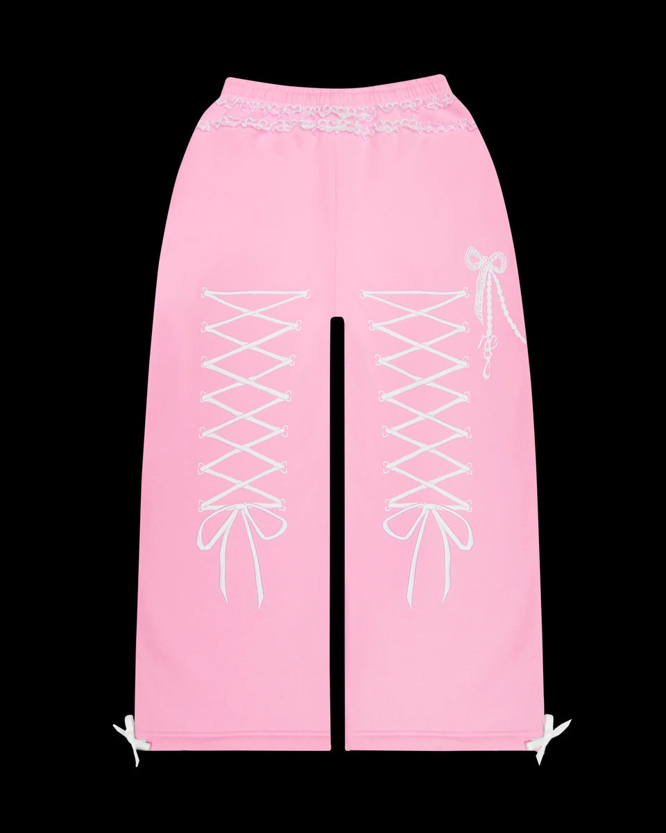 CONFESSIONS EMBROIDERED OVERSIZED SWEATPANTS BABY PINK