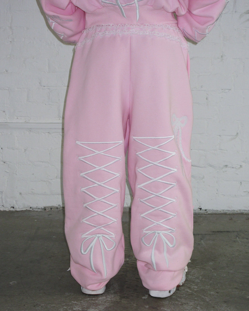 CONFESSIONS EMBROIDERED OVERSIZED SWEATPANTS BABY PINK