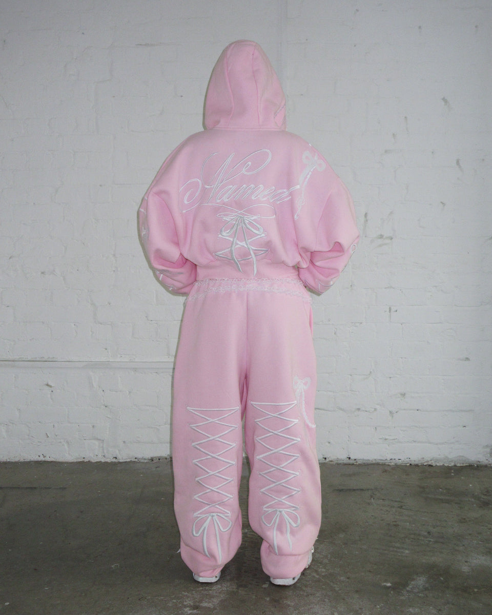 CONFESSIONS EMBROIDERED OVERSIZED SWEATPANTS BABY PINK