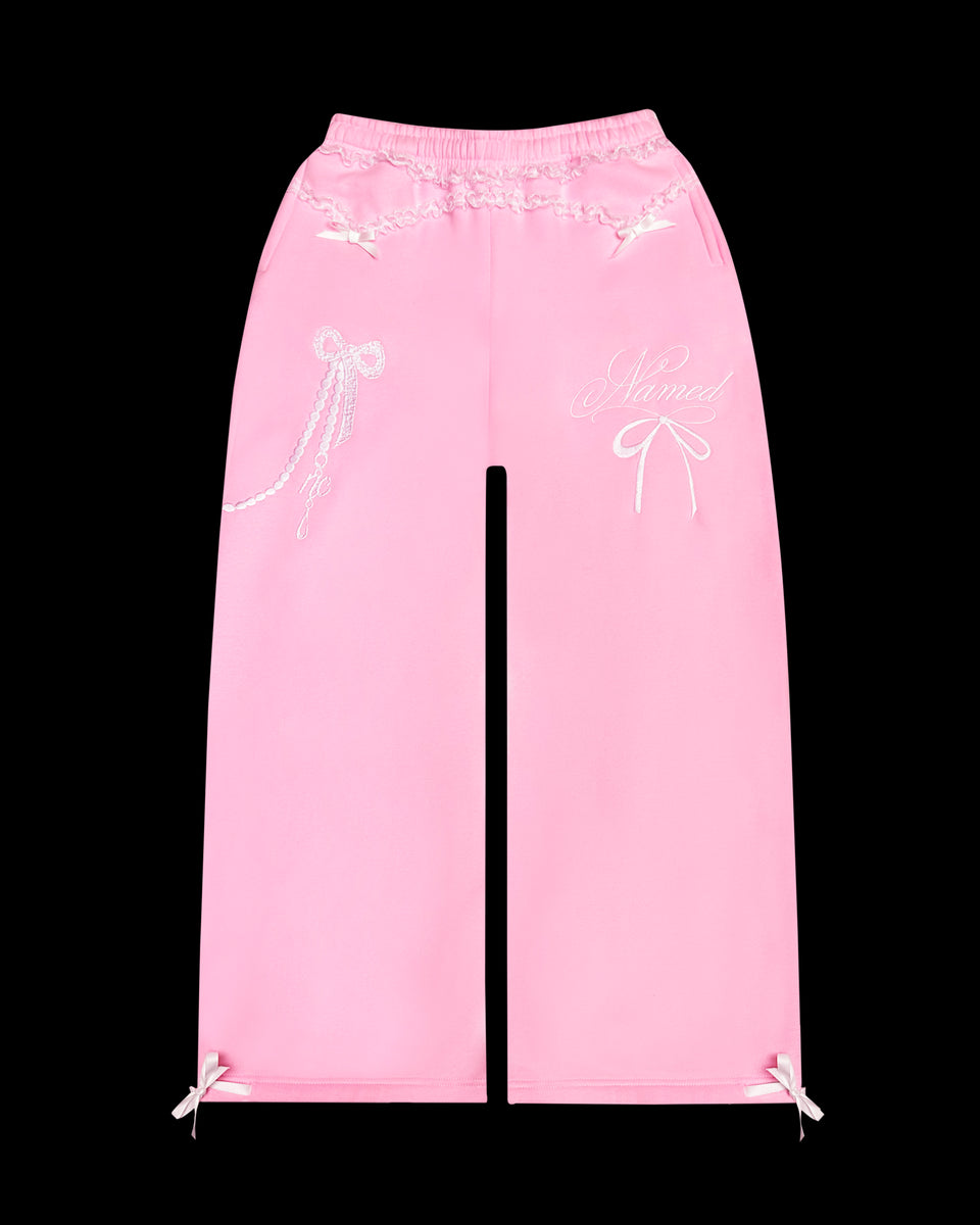 CONFESSIONS EMBROIDERED OVERSIZED SWEATPANTS BABY PINK