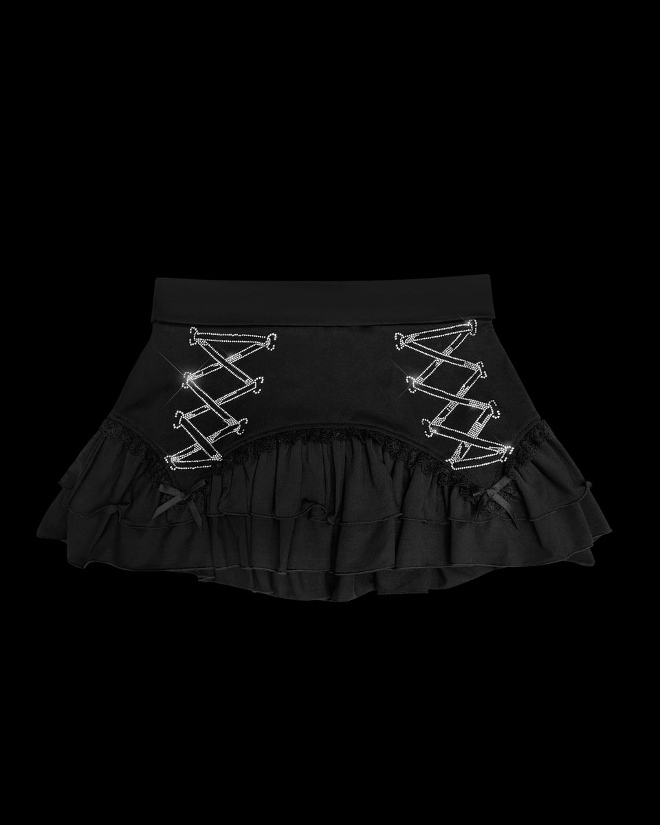 CONFESSIONS RHINESTONE MICRO SKIRT BLACK