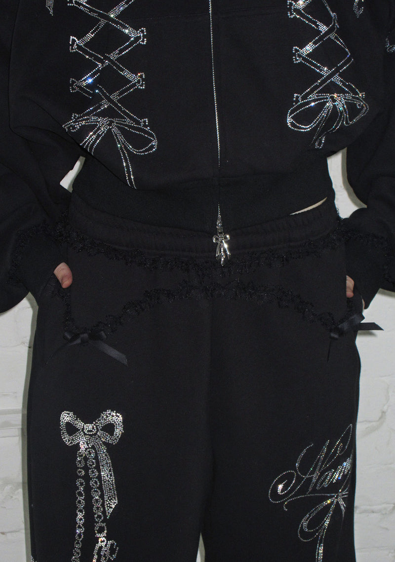 CONFESSIONS RHINESTONE OVERSIZED SWEATPANTS BLACK