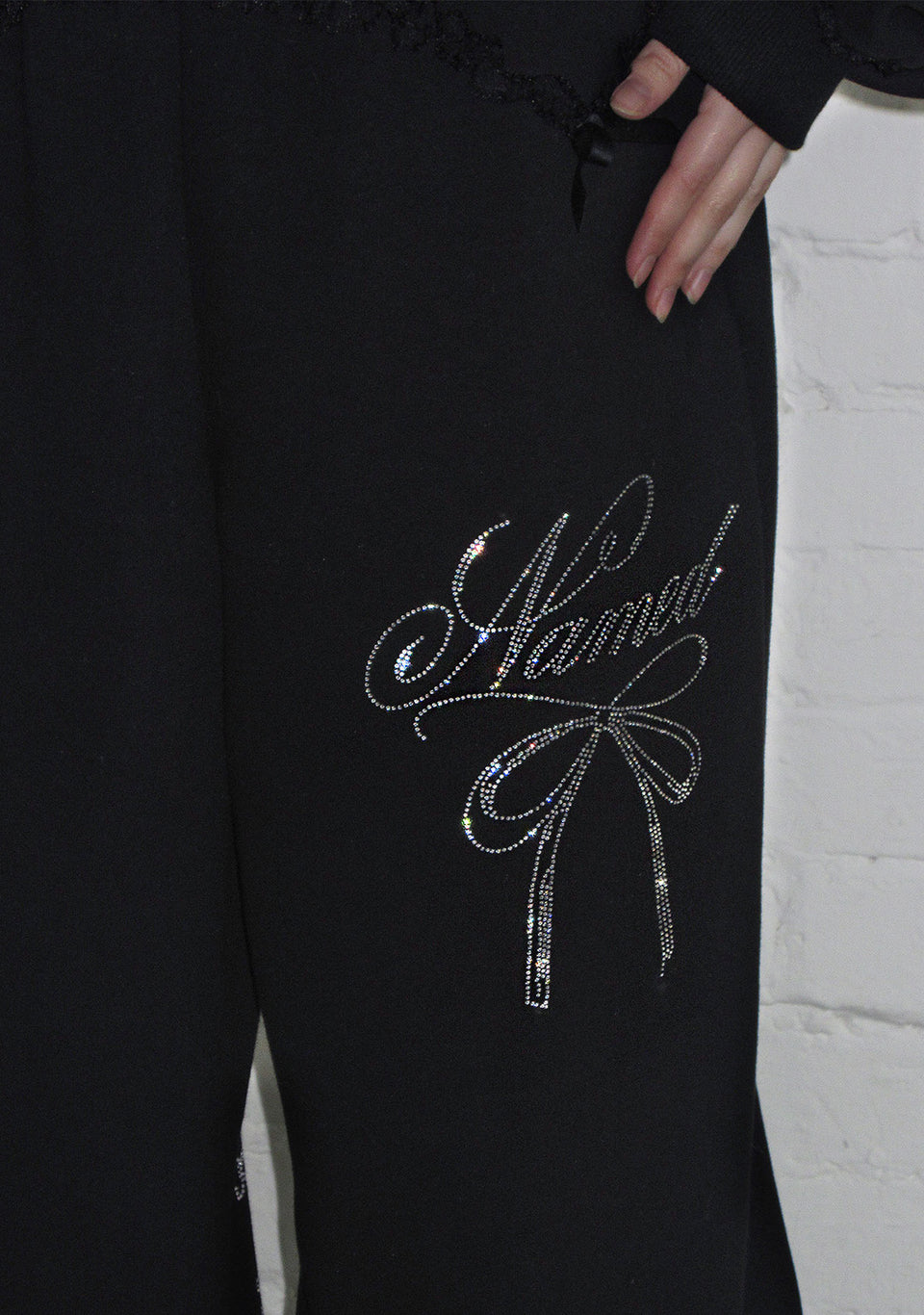 CONFESSIONS RHINESTONE OVERSIZED SWEATPANTS BLACK