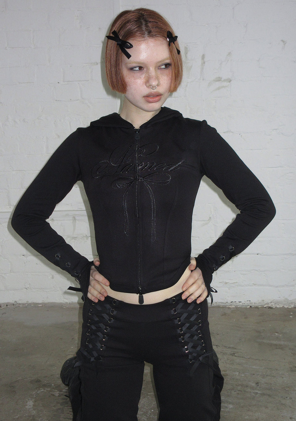 CONFESSIONS RIBBON SCULPT STRETCH PANTS BLACK