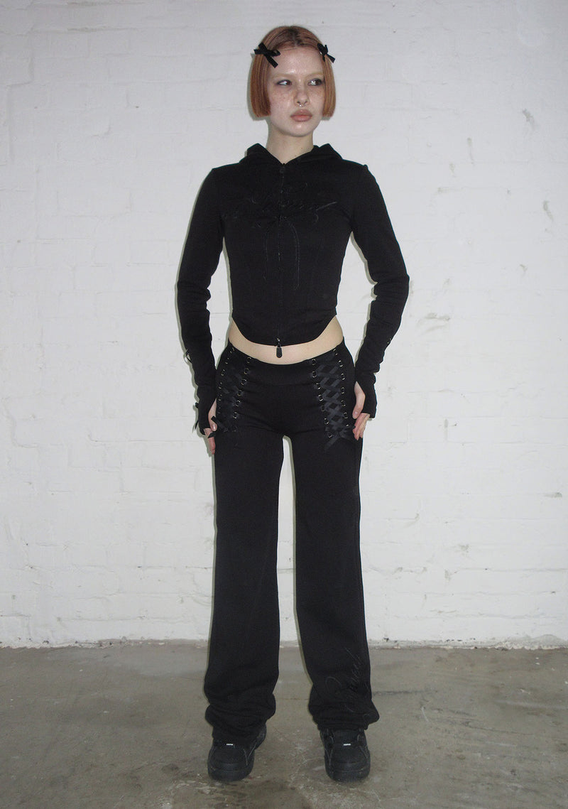 CONFESSIONS RIBBON SCULPT STRETCH ZIP HOODIE BLACK