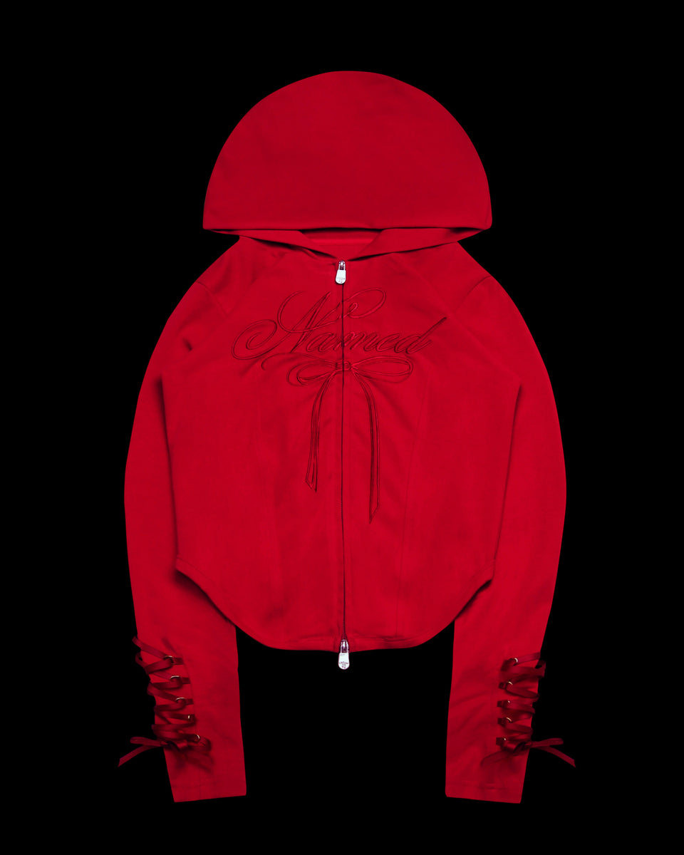 CONFESSIONS RIBBON SCULPT STRETCH ZIP HOODIE RED