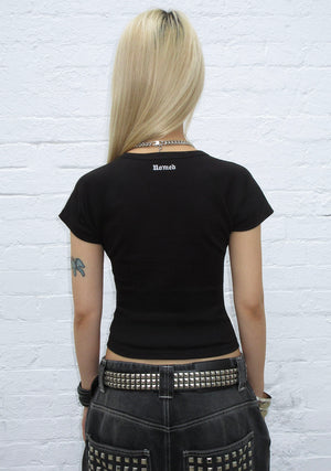 CORRUPTED RHINESTONE BABY TEE BLACK