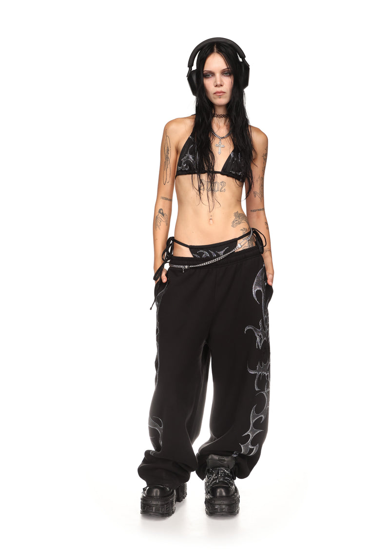 CRASH RHINESTONE BIKINI BOTTOMS BLACK