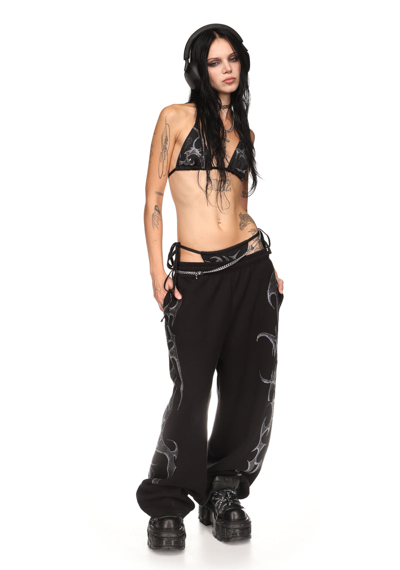 CRASH RHINESTONE BIKINI TOP BLACK