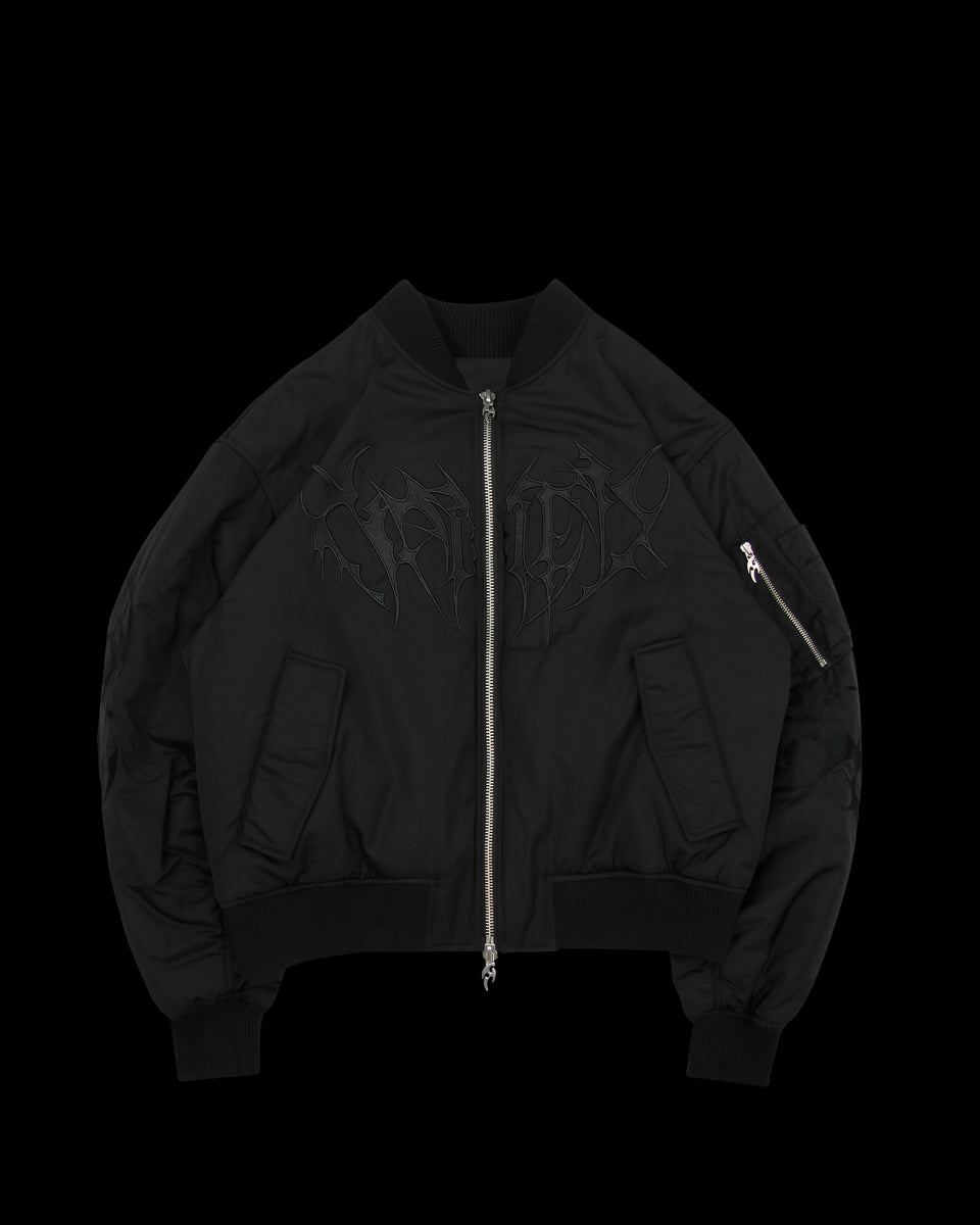 CRASH EMBROIDERED BOMBER JACKET BLACK