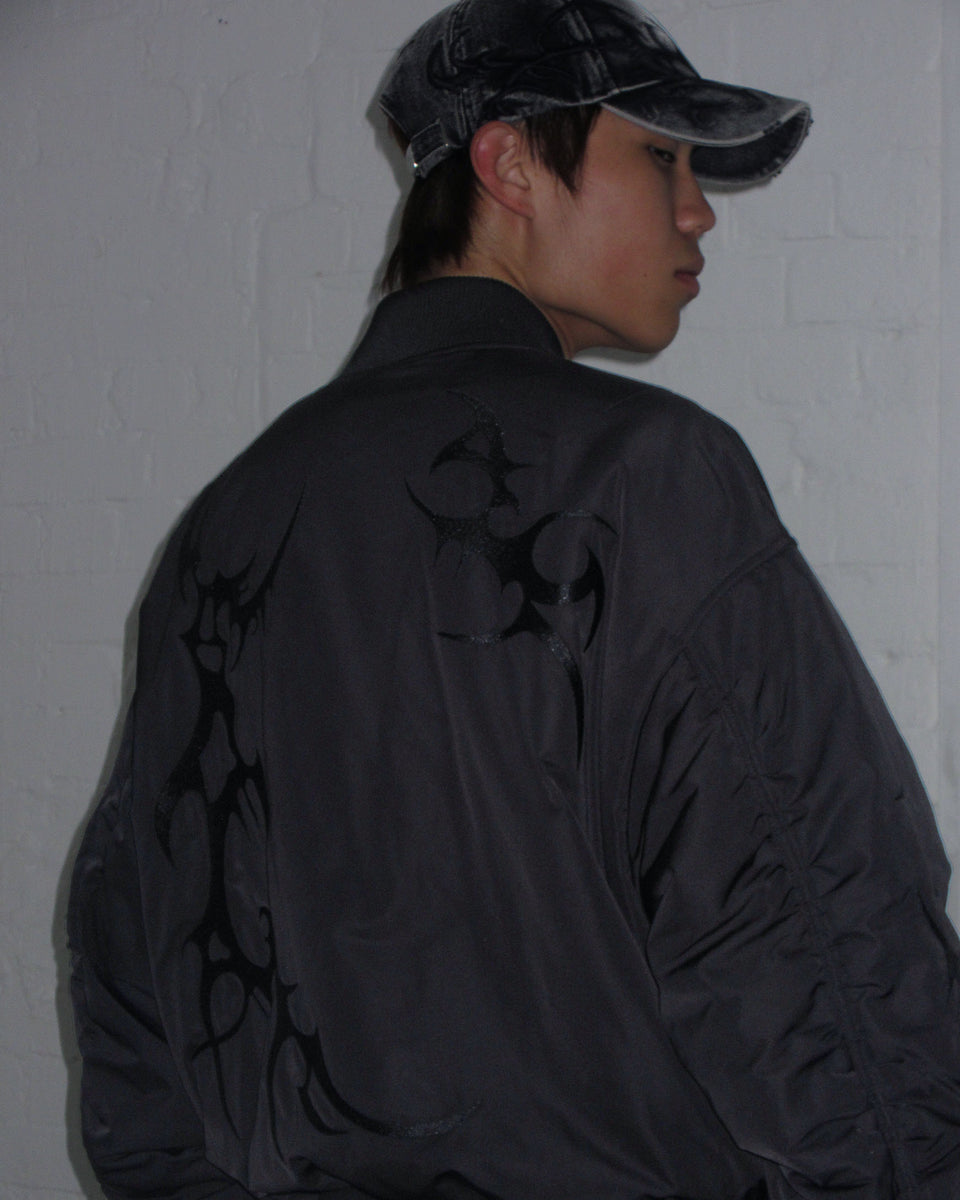 CRASH EMBROIDERED BOMBER JACKET BLACK