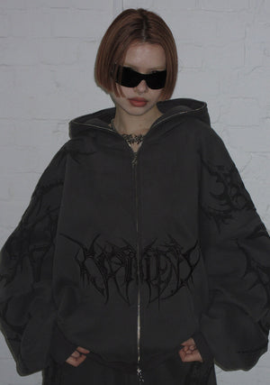 CRASH PUFF PRINT HOODIE CHARCOAL