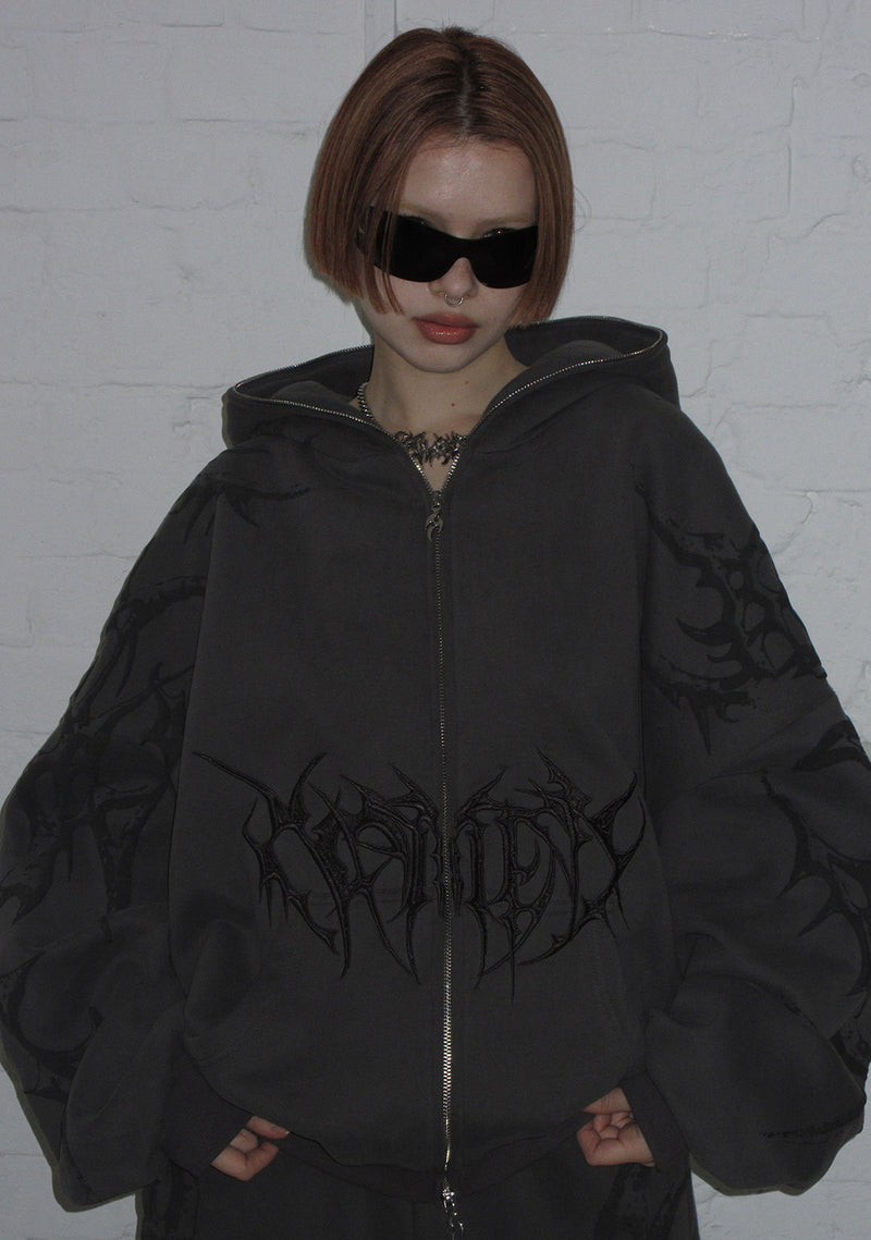 CRASH PUFF PRINT HOODIE CHARCOAL