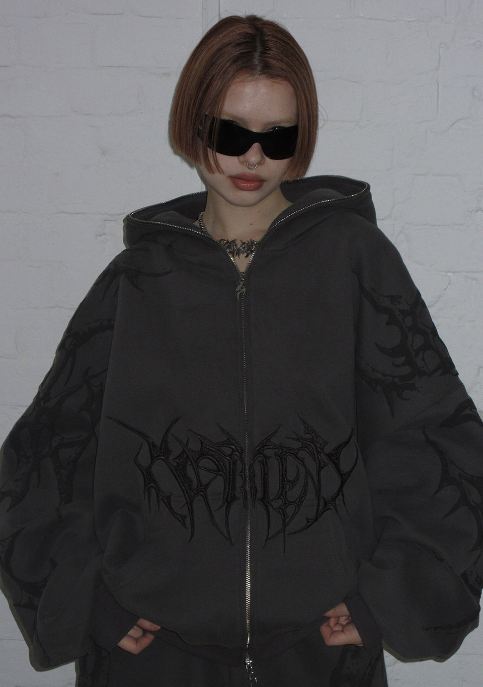 CRASH PUFF PRINT HOODIE CHARCOAL