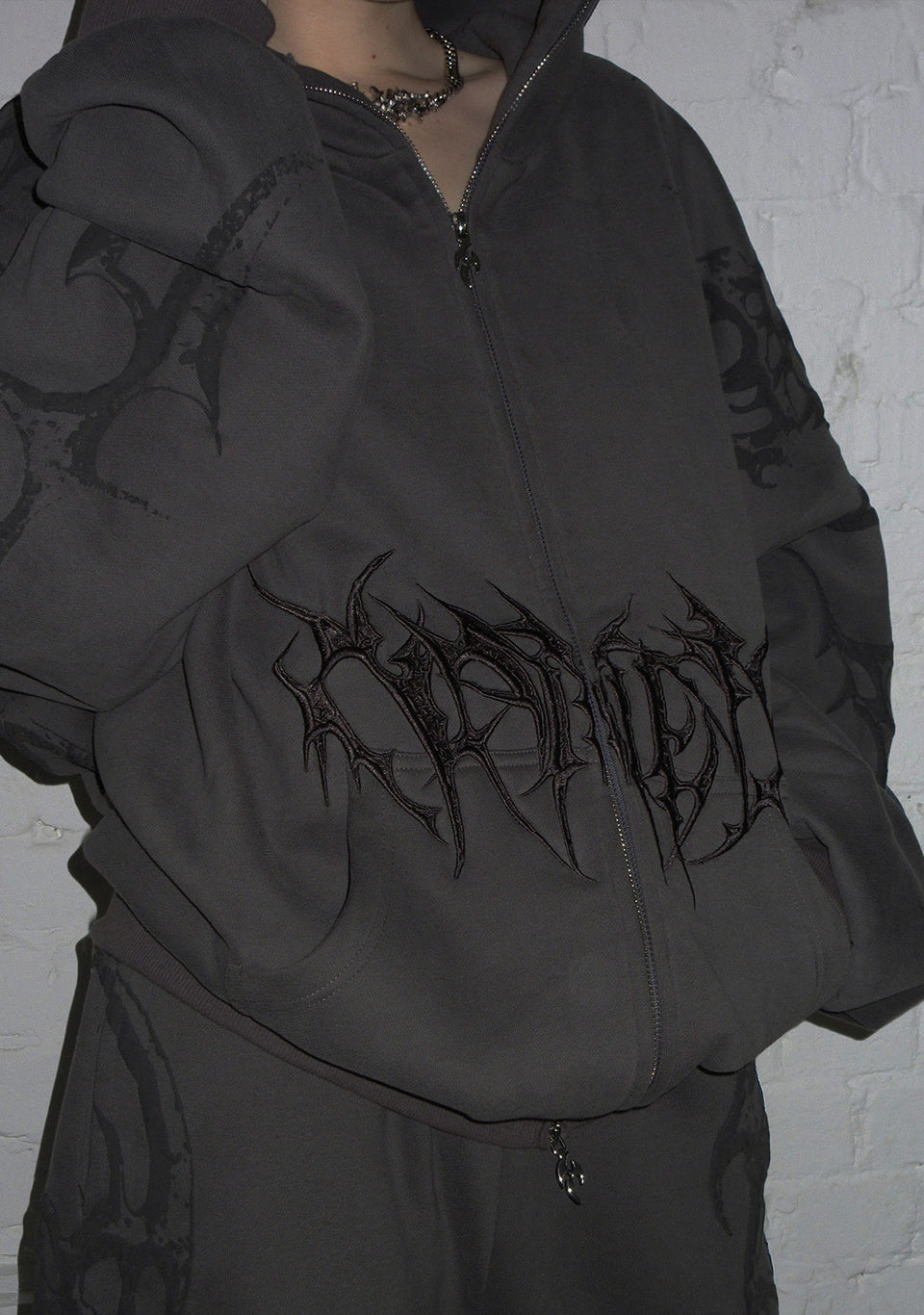 CRASH PUFF PRINT HOODIE CHARCOAL