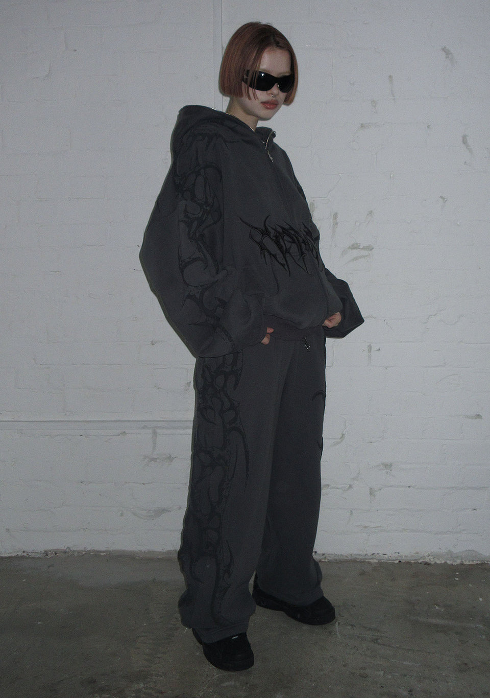 CRASH PUFF PRINT OVERSIZED SWEATPANTS CHARCOAL