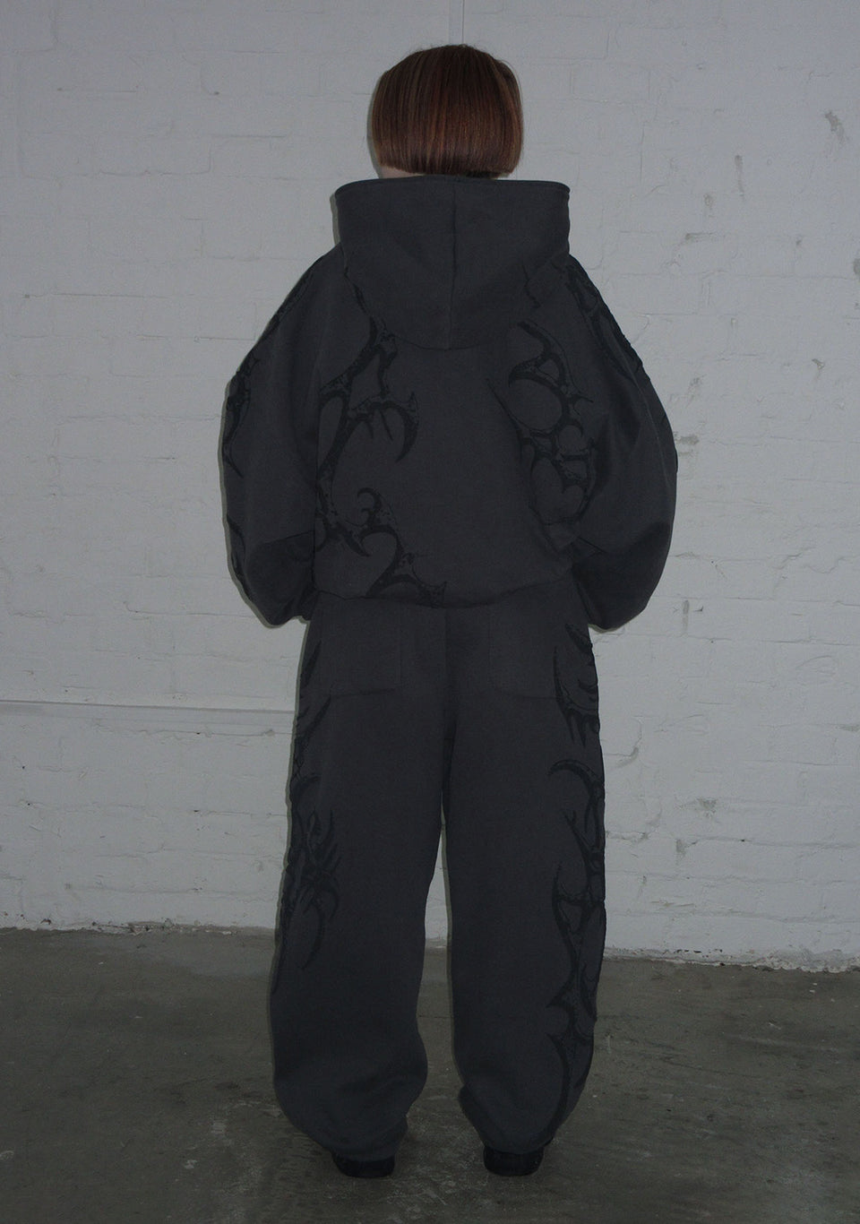 CRASH PUFF PRINT OVERSIZED SWEATPANTS CHARCOAL