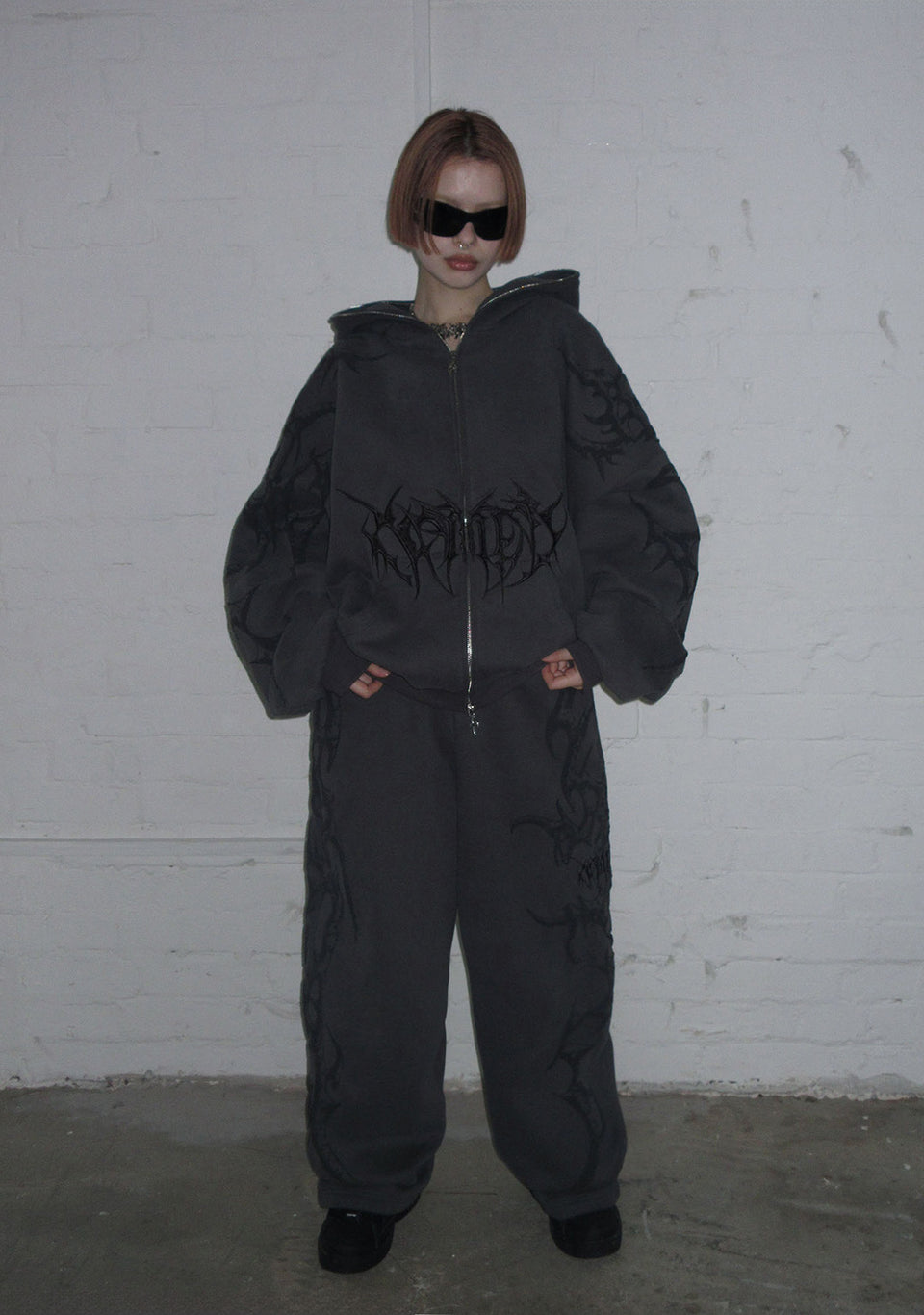 CRASH PUFF PRINT OVERSIZED SWEATPANTS CHARCOAL