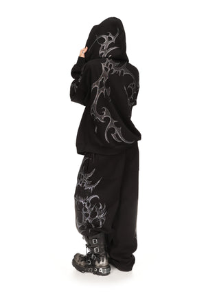 CRASH RHINESTONE OVERSIZED SWEATPANTS BLACK