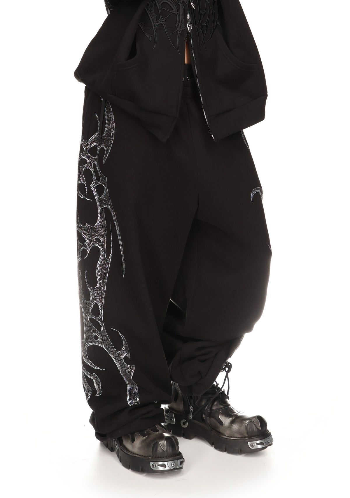 CRASH RHINESTONE OVERSIZED SWEATPANTS BLACK