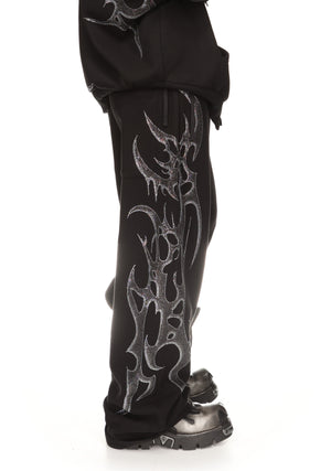 CRASH RHINESTONE OVERSIZED SWEATPANTS BLACK