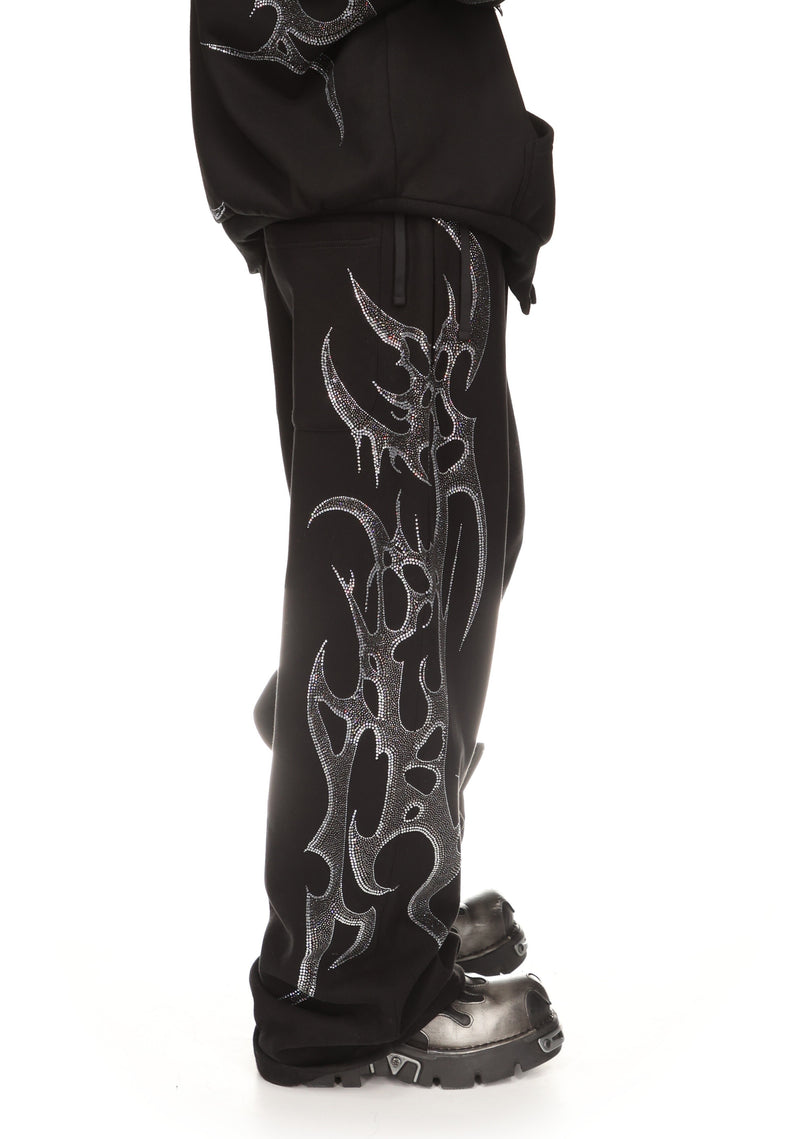 CRASH RHINESTONE OVERSIZED SWEATPANTS BLACK