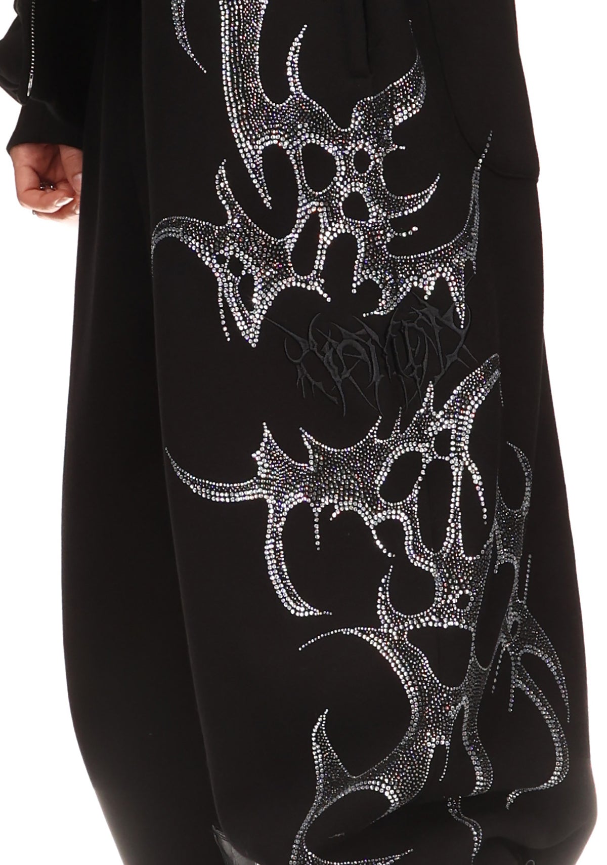 CRASH RHINESTONE OVERSIZED SWEATPANTS BLACK