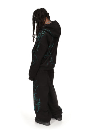 CRASH RHINESTONE OVERSIZED SWEATPANTS BLACK & BLUE